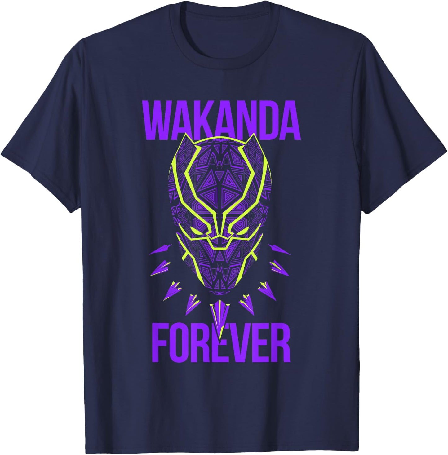 Marvel Comics Retro Classic Wakanda Forever Neon Panther T-Shirt - T-Shirt | Navy