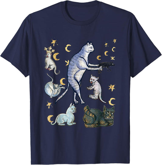 Ugly Medieval Cats T-Shirt - T-Shirt | Navy