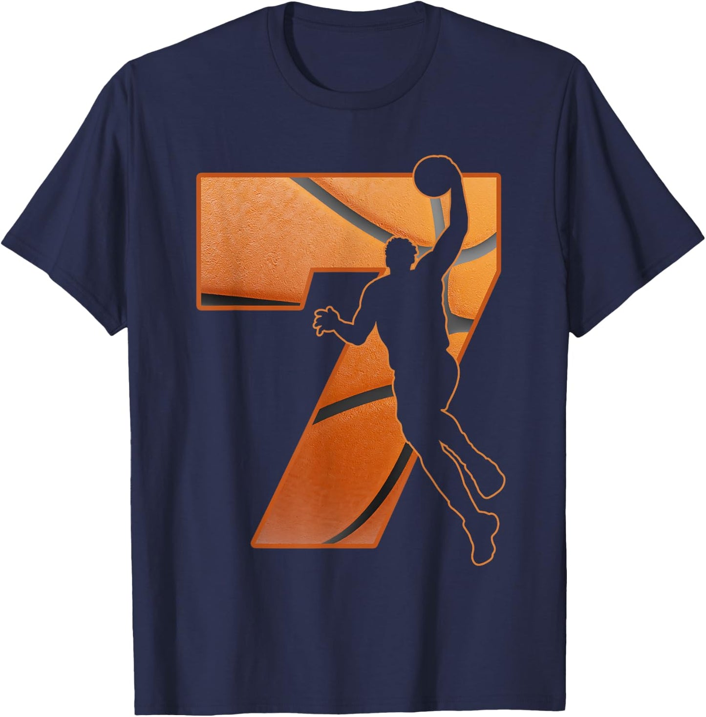 7 Year Old 7th Basketball Birthday PartyTheme Boys Girls T-Shirt - T-Shirt | Navy