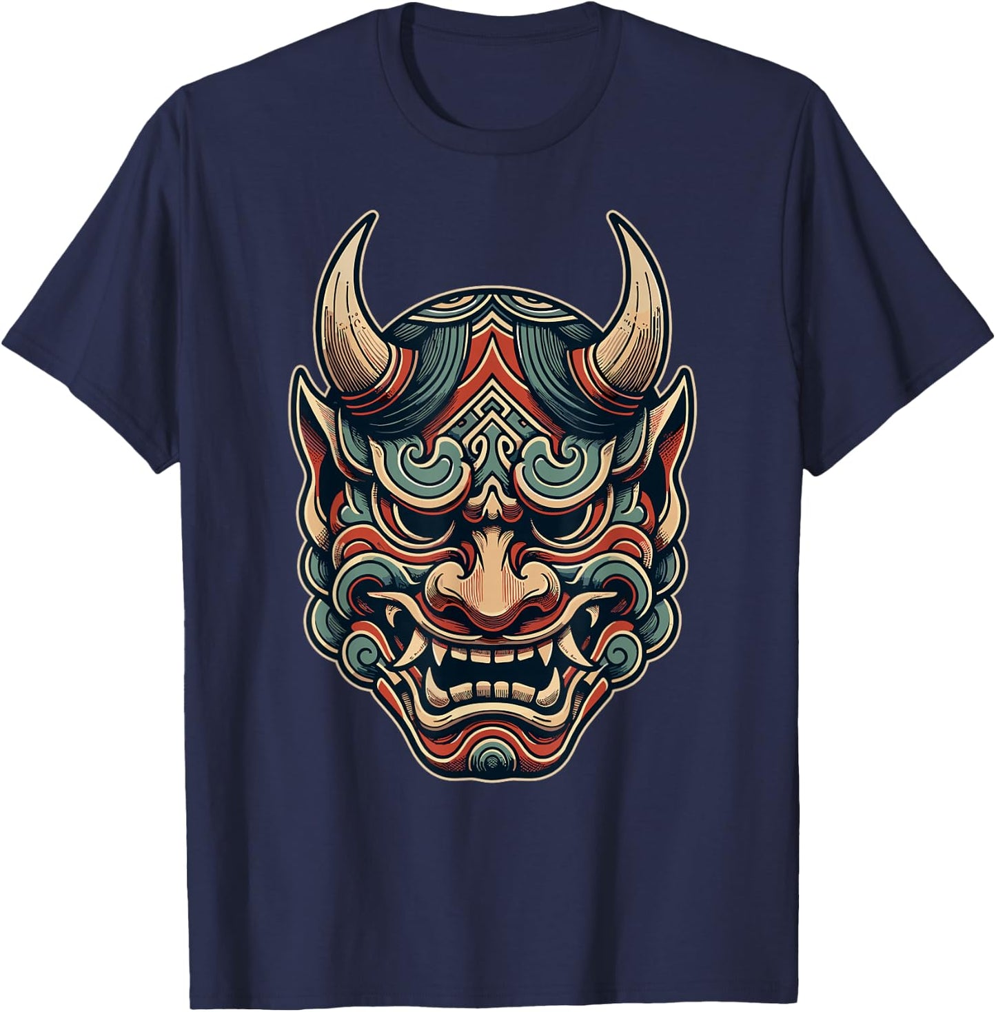 Hannya Oni Mask Devil Yokai Japanese Demon Oni Mask T-Shirt - T-Shirt | Navy