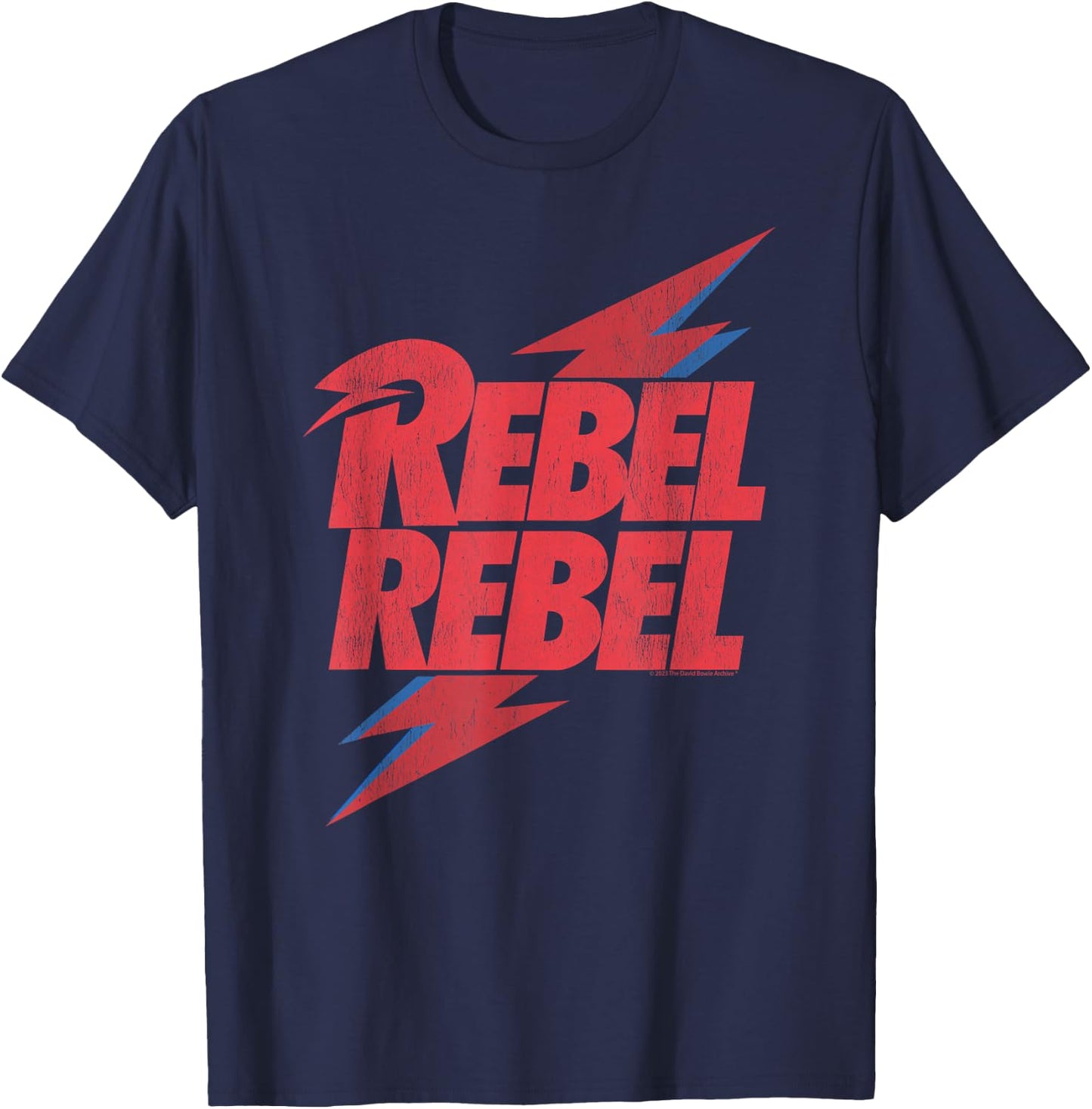 David Bowie Music Rock Distressed Rebel rebel T-Shirt - T-Shirt | Navy