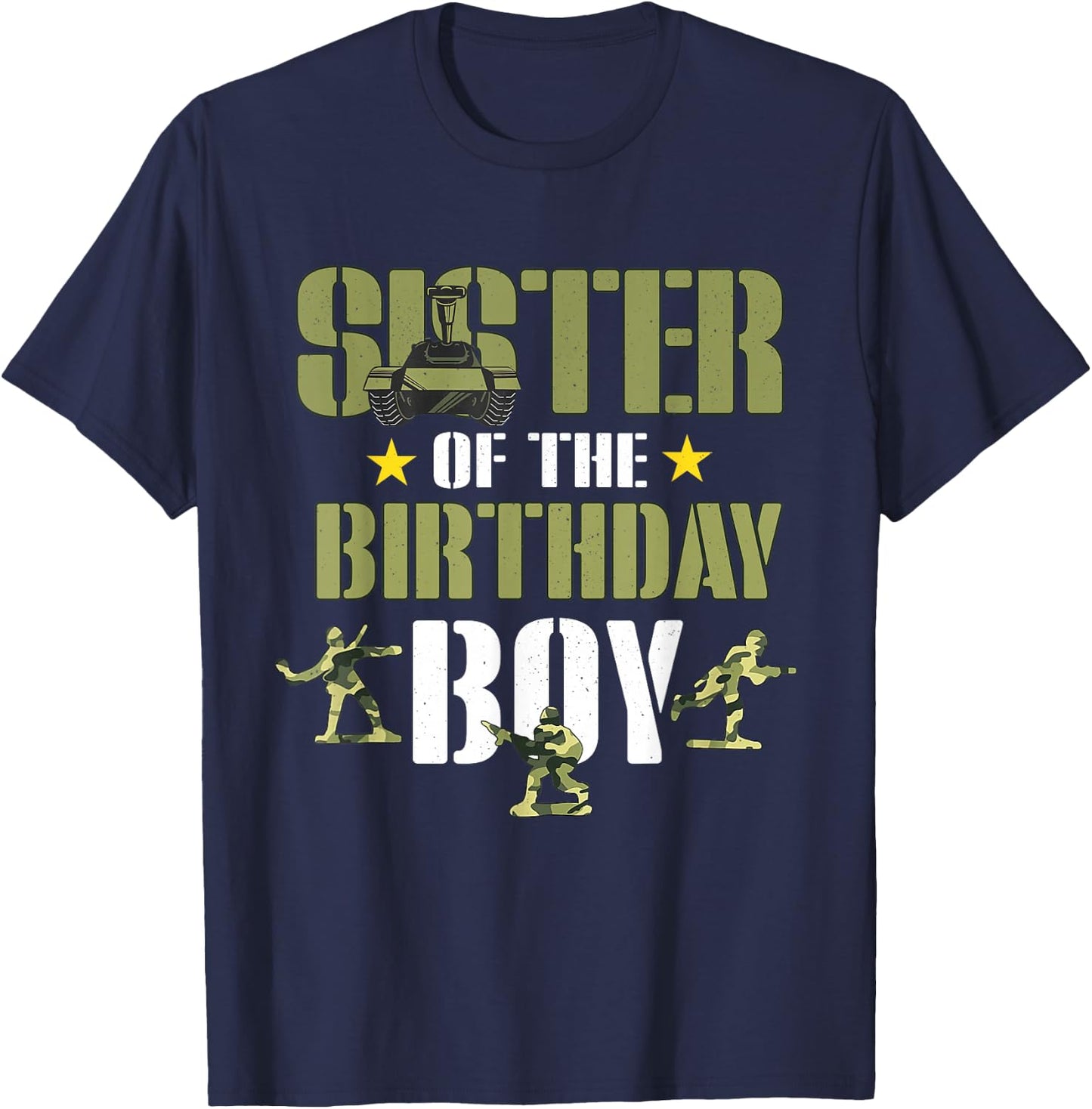Sister of The Birthday Boy Shirt Army Camouflage Sister 1st T-Shirt - T-Shirt | Navy