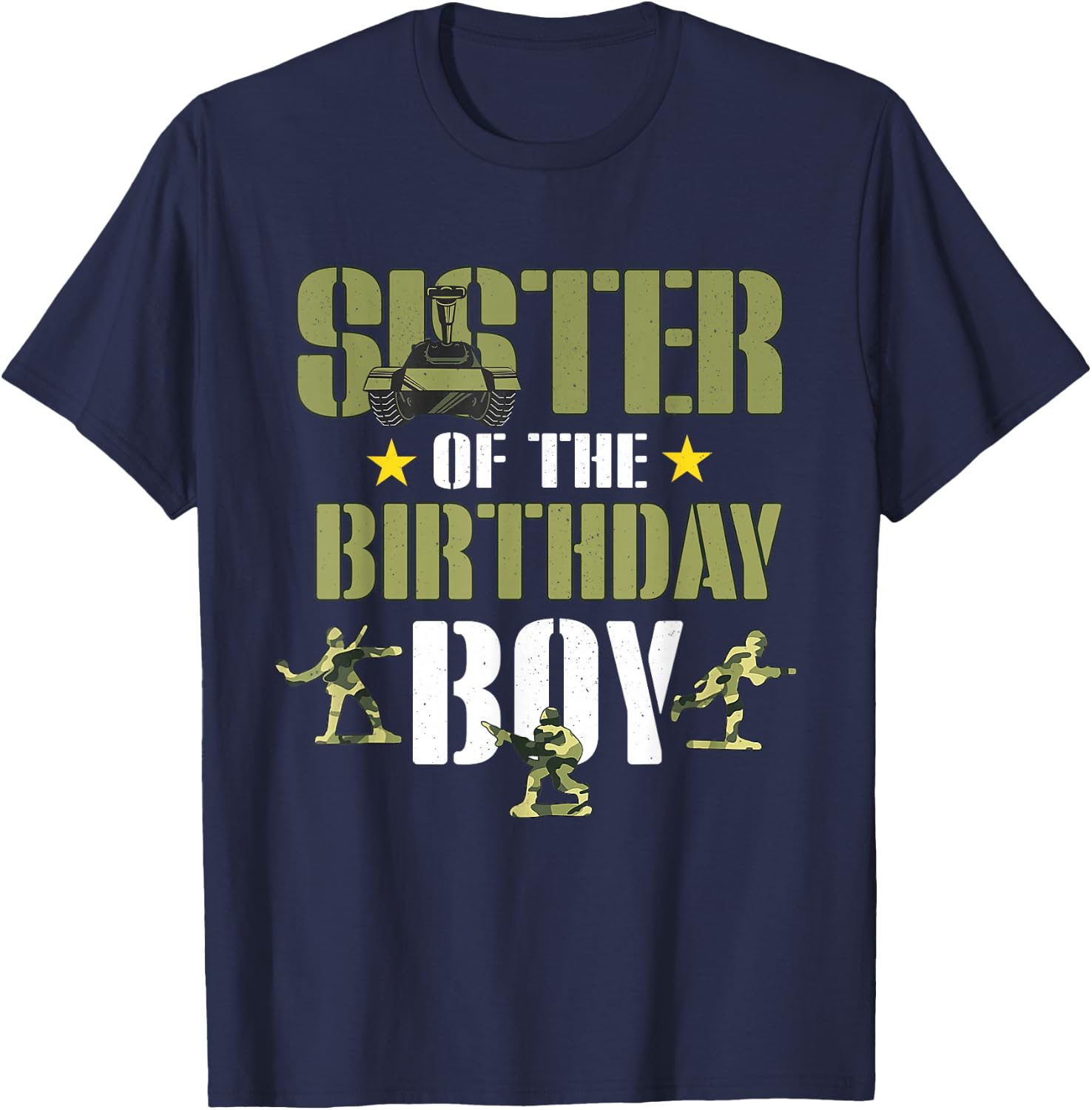Sister of The Birthday Boy Shirt Army Camouflage Sister 1st T-Shirt - T-Shirt | Navy