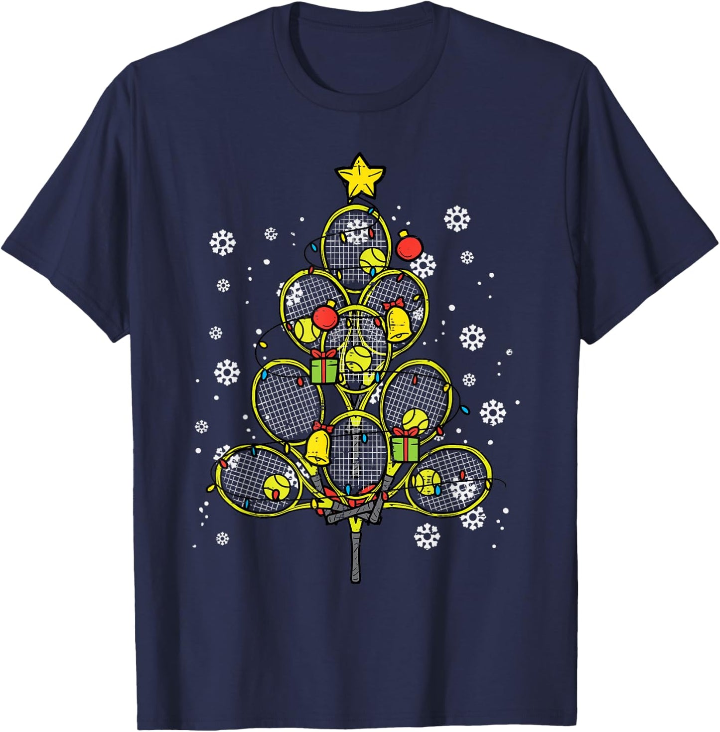 Tennis Christmas Tree Xmas Player Boys Girls Men Women Kids T-Shirt - T-Shirt | Navy