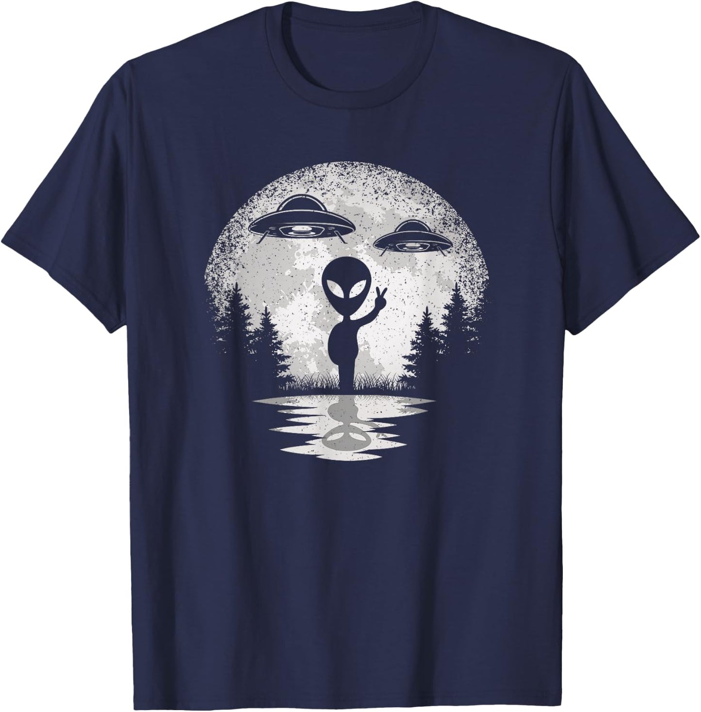 Alien Moon Space UFO Extraterrestrial Vintage Men Women Kids T-Shirt - T-Shirt | Navy