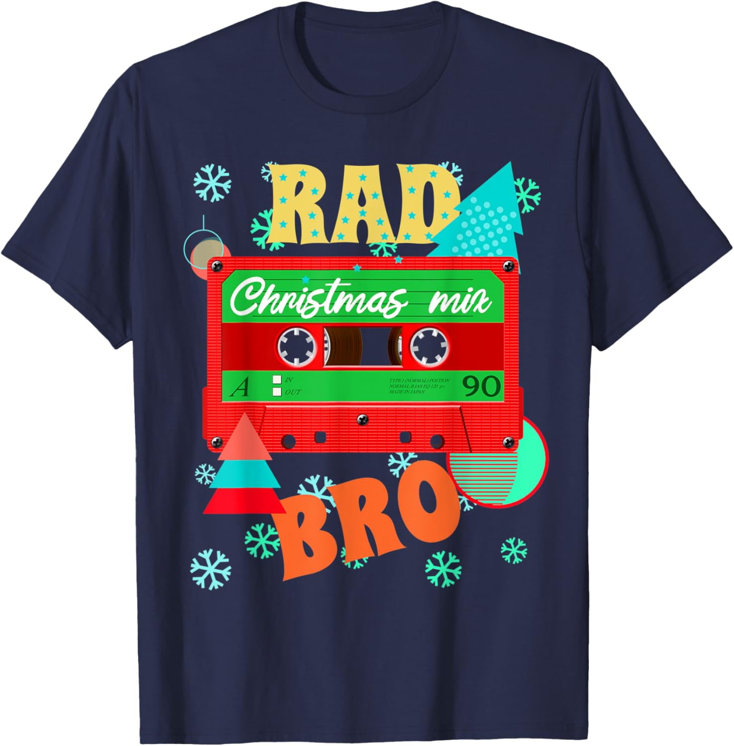 Rad Christmas Mixtape Shirt Retro 80s Costume Cassette Tape T-Shirt - T-Shirt | Navy