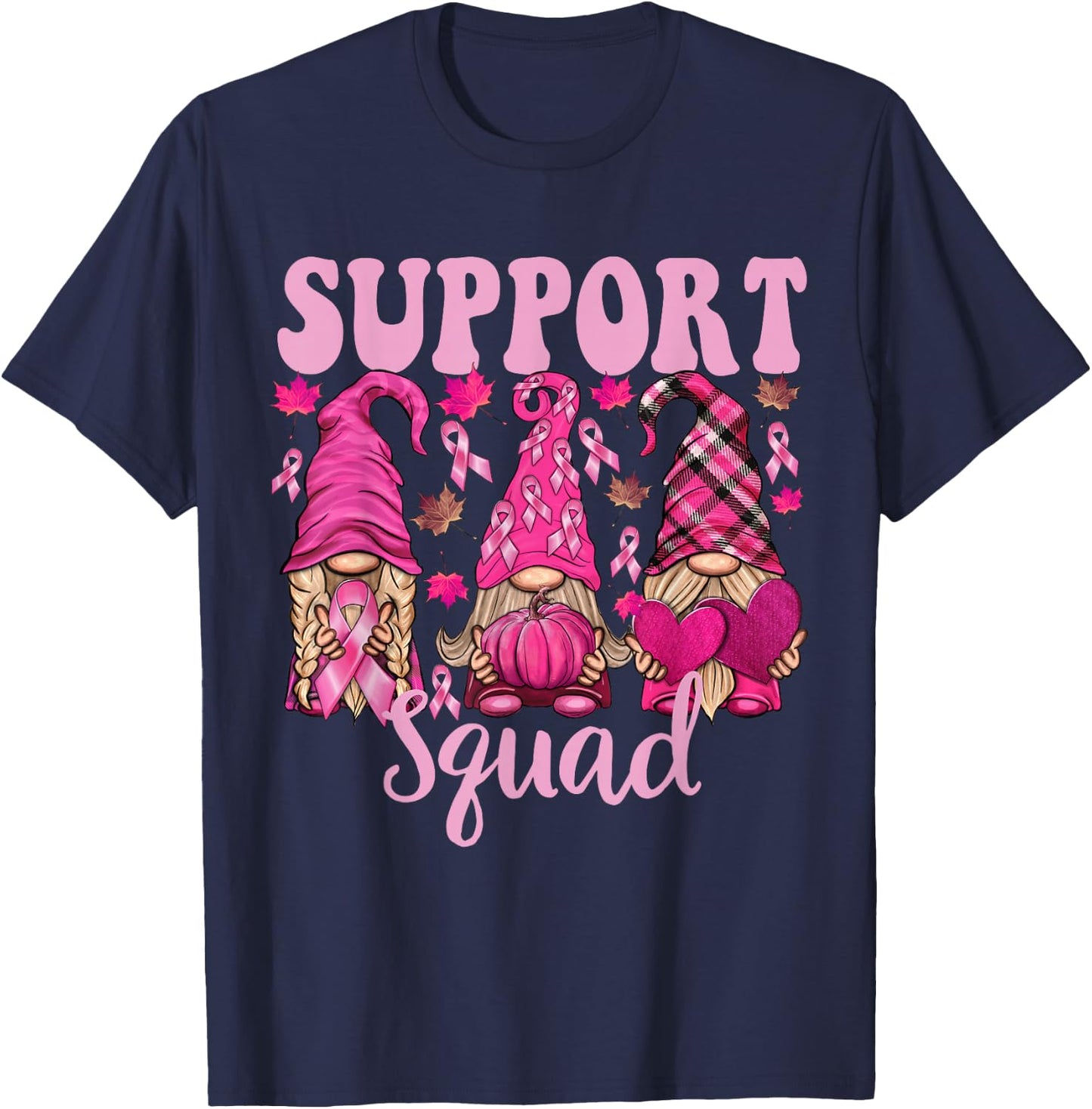 Breast Cancer Shirts Gnomes Support Squad Gnomies T-Shirt - T-Shirt | Navy