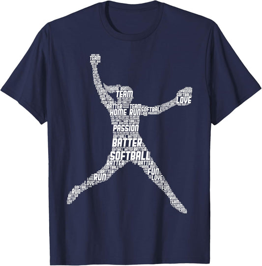 Softball Girls Women Kids T-Shirt - T-Shirt | Navy