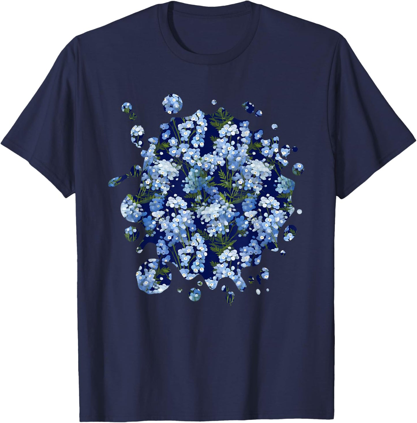 Cute Forget-Me-Not Inspired Flower Plant Lover Gardener T-Shirt - T-Shirt | Navy