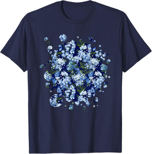 Cute Forget-Me-Not Inspired Flower Plant Lover Gardener T-Shirt - T-Shirt | Navy