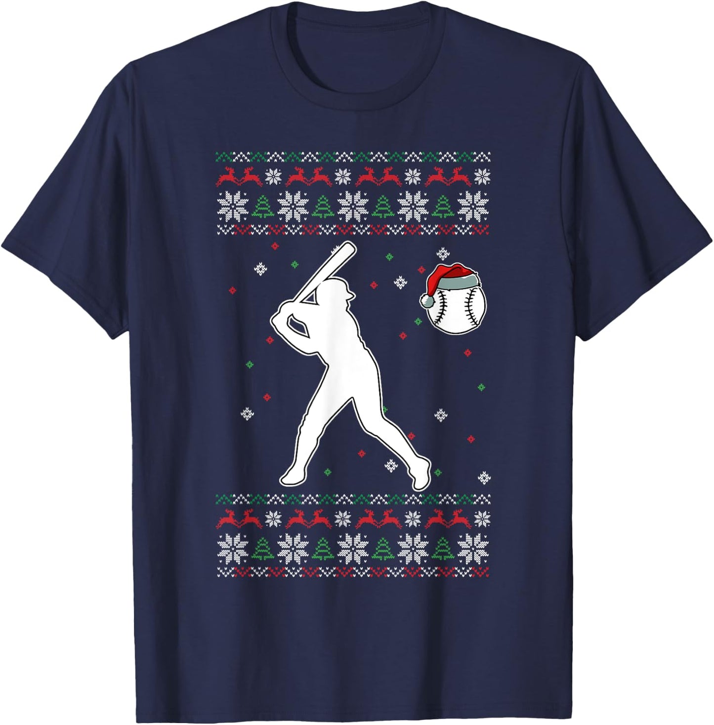 Baseball Player Christmas Cool Ugly X-Mas Pajama Boys Kids T-Shirt - T-Shirt | Navy