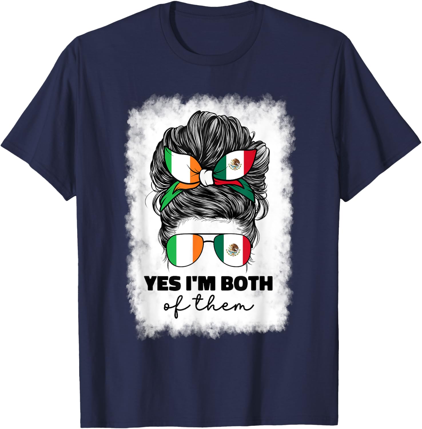 Half Mexican And Irish Mexico Ireland Flag Girl T-Shirt - T-Shirt | Navy