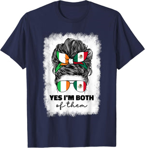 Half Mexican And Irish Mexico Ireland Flag Girl T-Shirt - T-Shirt | Navy
