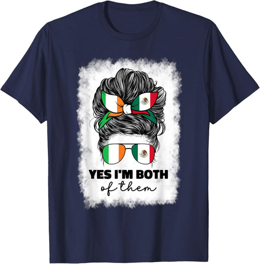 Half Mexican And Irish Mexico Ireland Flag Girl T-Shirt - T-Shirt | Navy