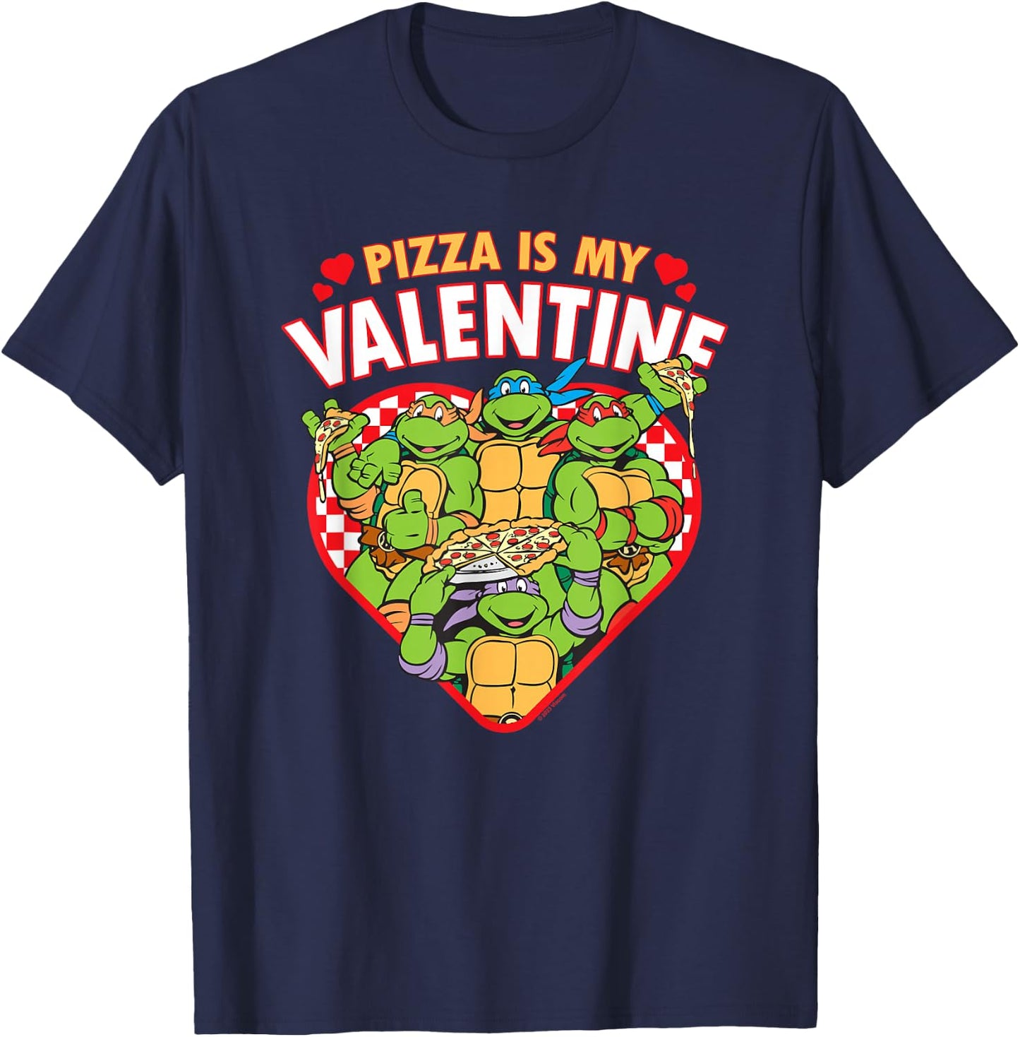 Teenage Mutant Ninja Turtles Pizza is My Valentine T-Shirt - T-Shirt | Navy