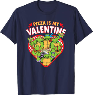 Teenage Mutant Ninja Turtles Pizza is My Valentine T-Shirt - T-Shirt | Navy