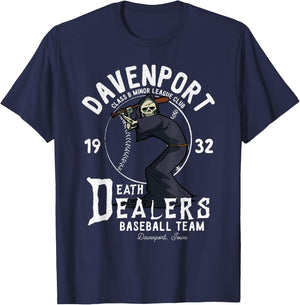 Davenport Death Dealers Retro Minor League Baseball Team T-Shirt - T-Shirt | Navy
