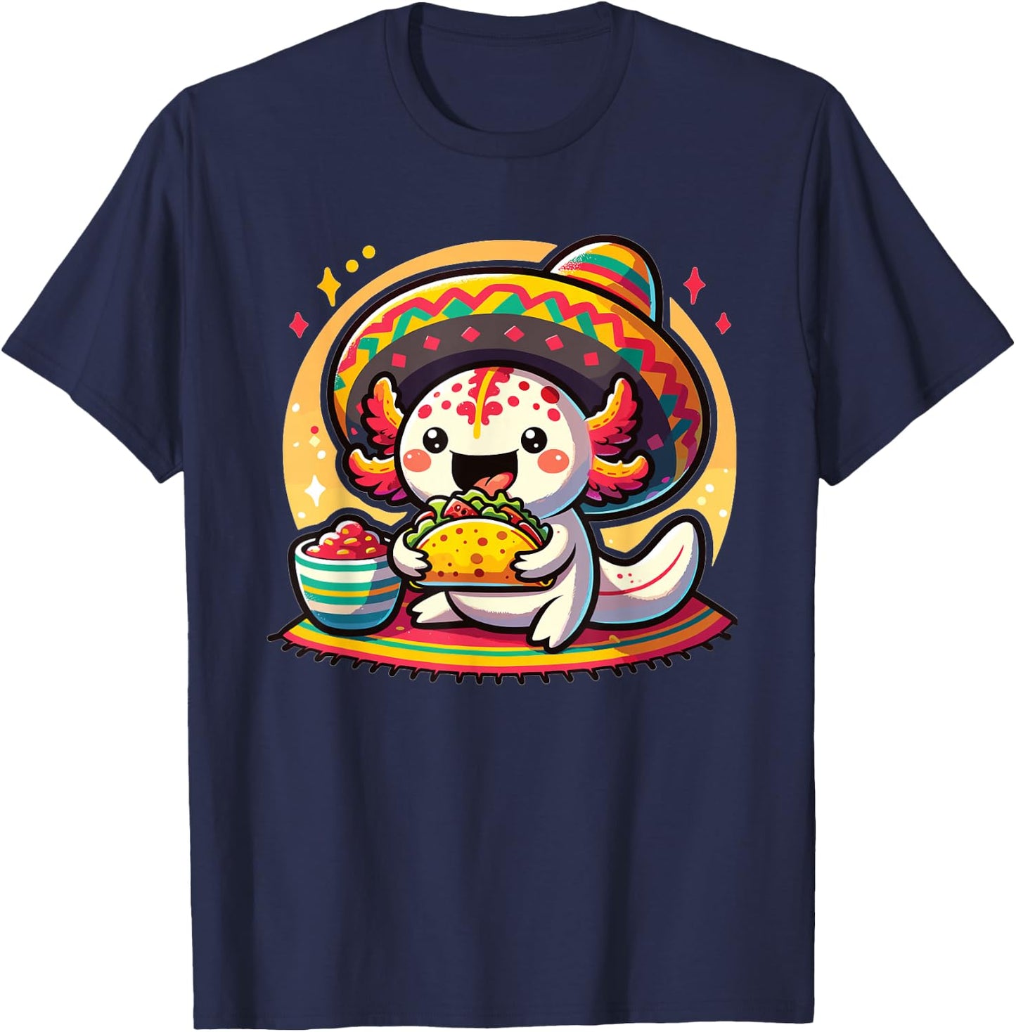 Tacolotl Funny Mexican Axolotl Eats Taco T-Shirt - T-Shirt | Navy