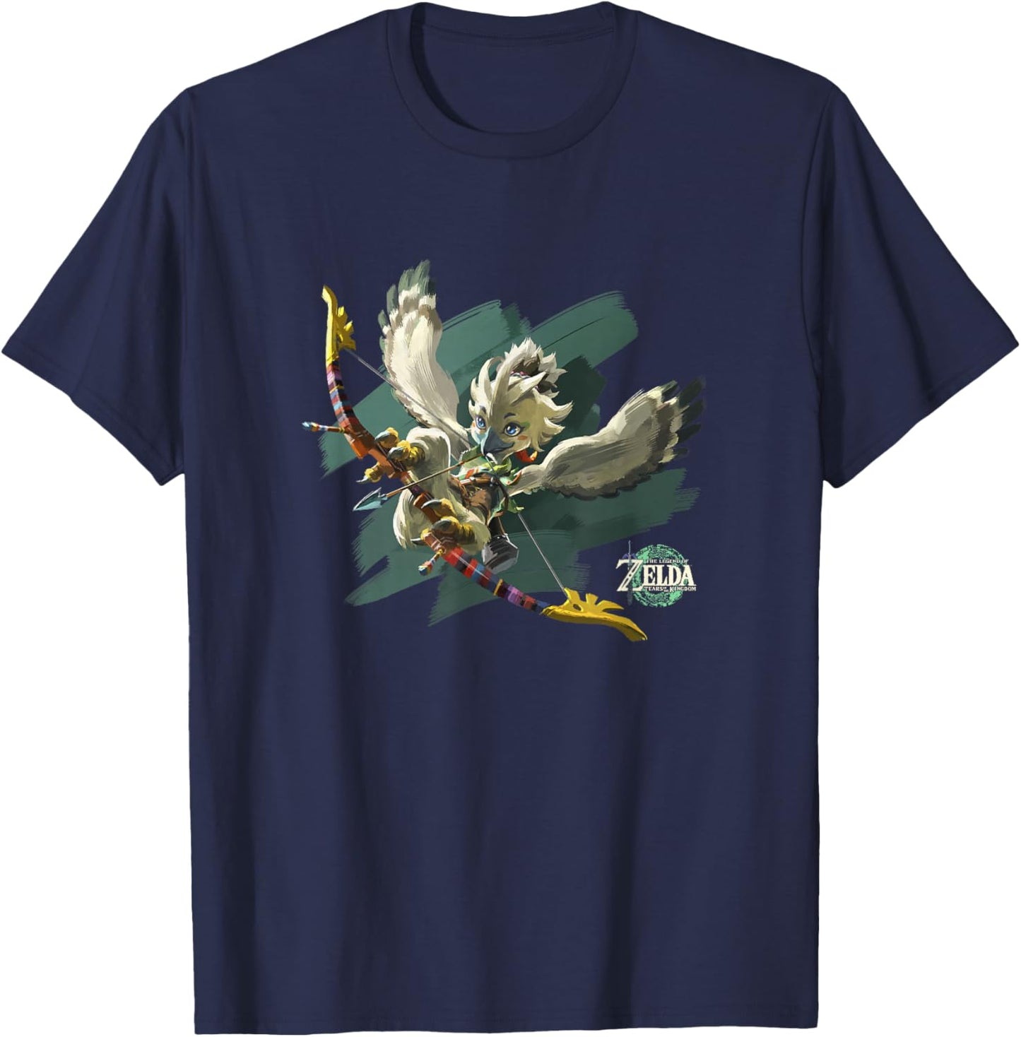 The Legend of Zelda Tears of The Kingdom Tulin Brush Art T-Shirt - T-Shirt | Navy