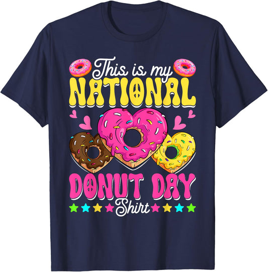 This Is My National Donut Day Funny Boys Girls Son Daughter T-Shirt - T-Shirt | Navy