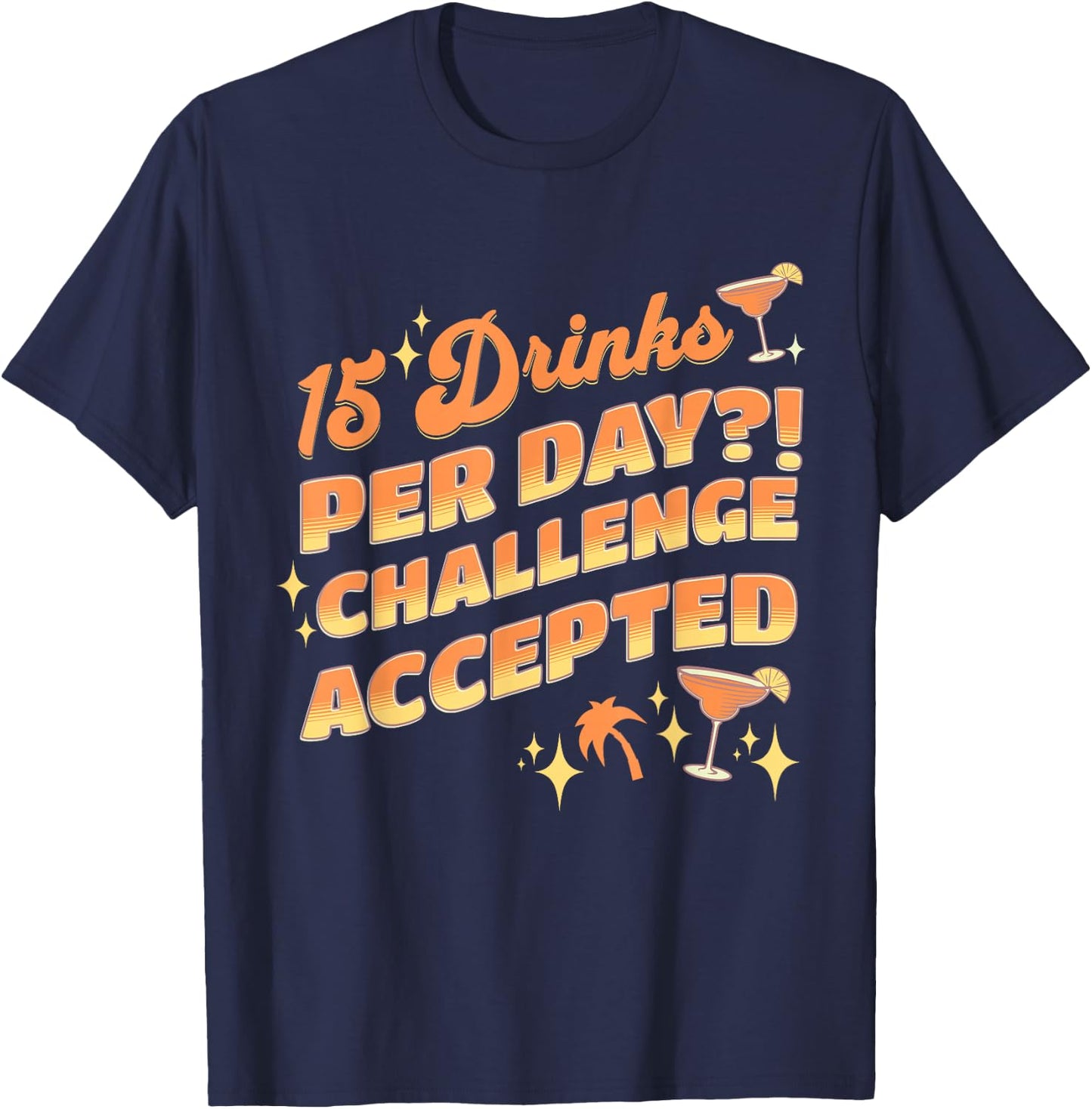 The Vacation Station Apparel Co. Funny Cruise Group Drink Package Challenge Accepted Black T-Shirt - T-Shirt | Navy