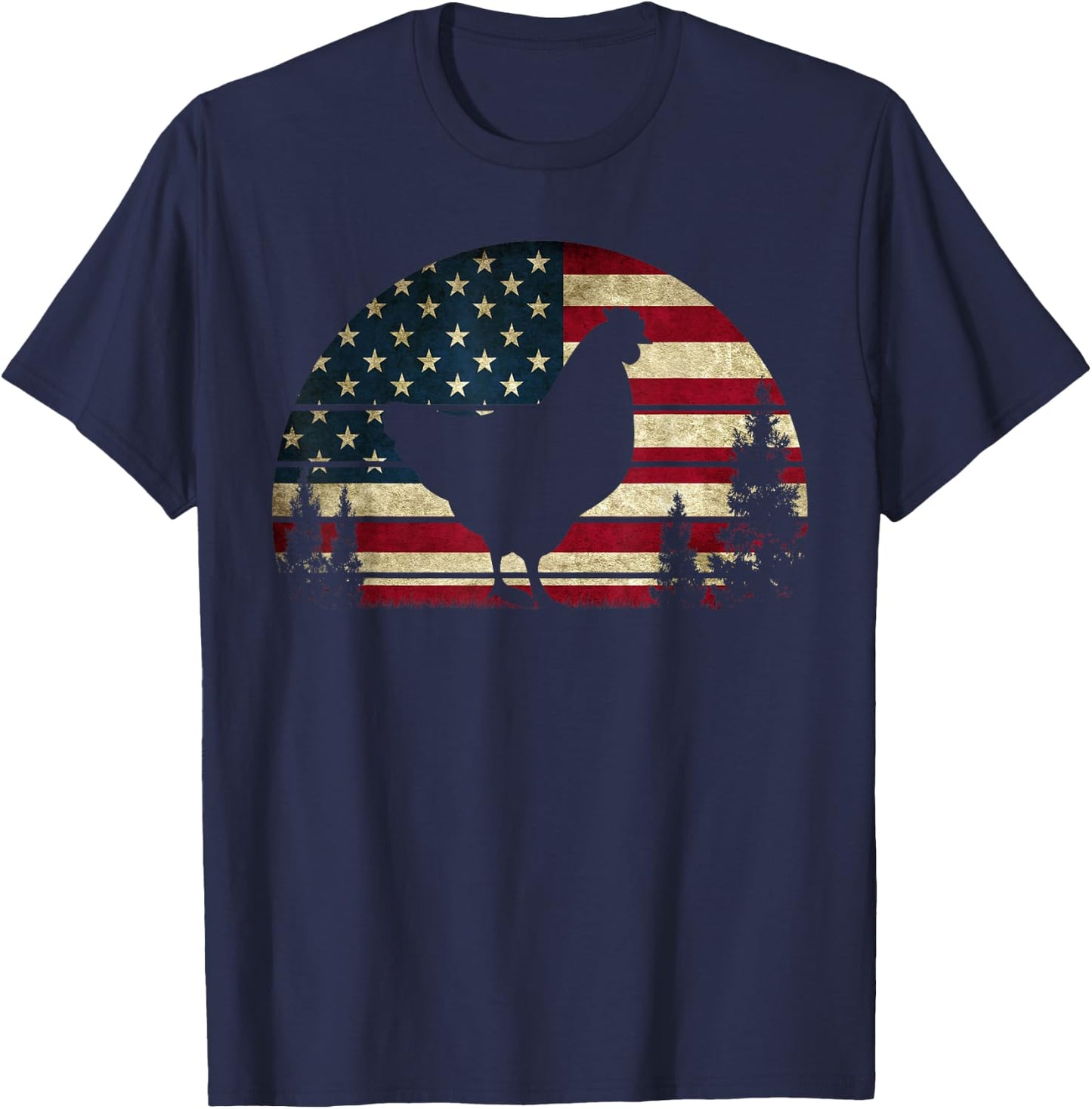 4th Of July Patriotic Chicken American USA Flag Chicken Love T-Shirt - T-Shirt | Navy