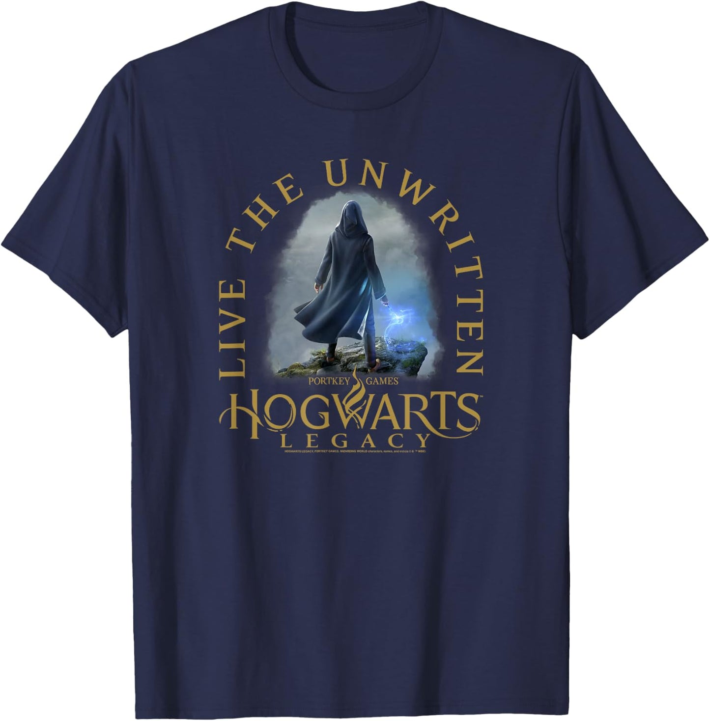 Hogwarts Legacy Live The Unwritten Golden Logo Wizard Poster T-Shirt - T-Shirt | Navy