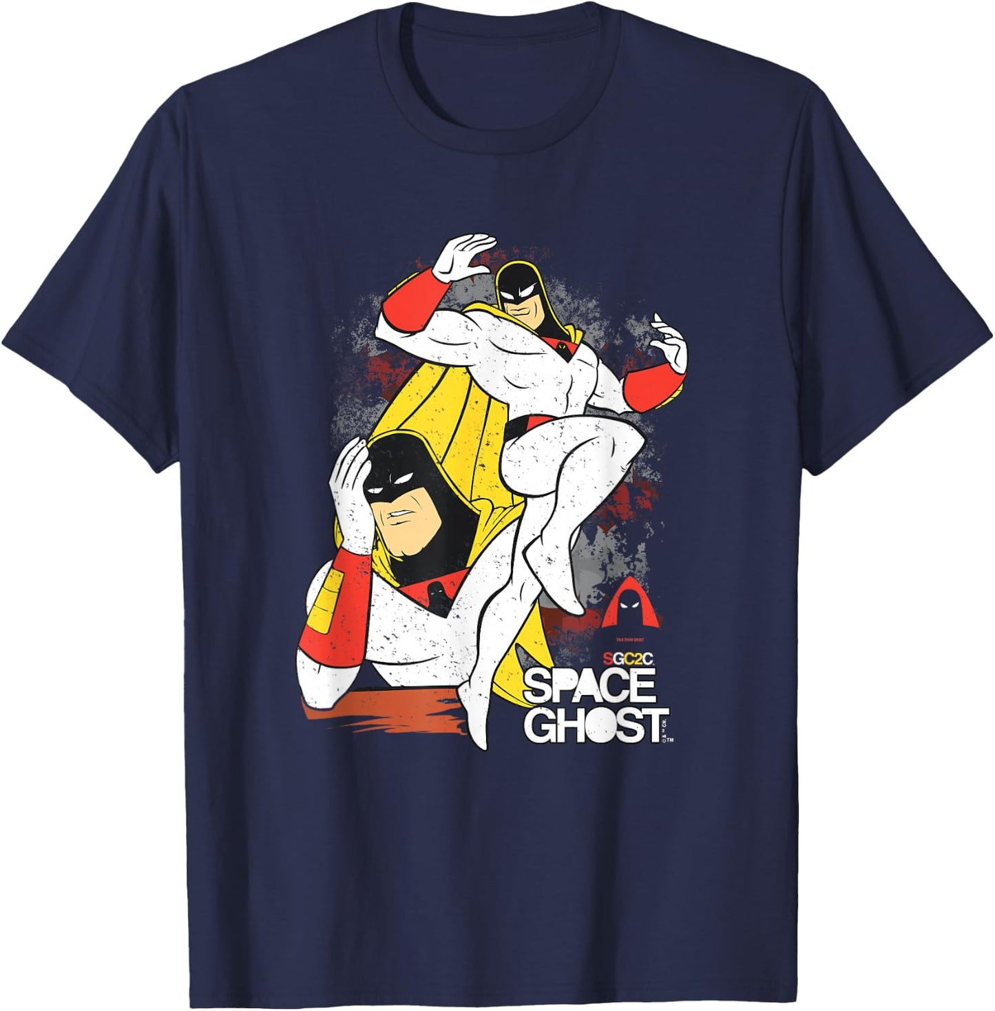 Space Ghost Coast to Coast Vintage Faded Superhero Pose T-Shirt - T-Shirt | Navy