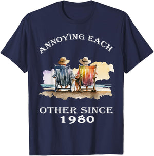 Annoying Each Other Since 1980 Funny Pun T-Shirt - T-Shirt | Navy
