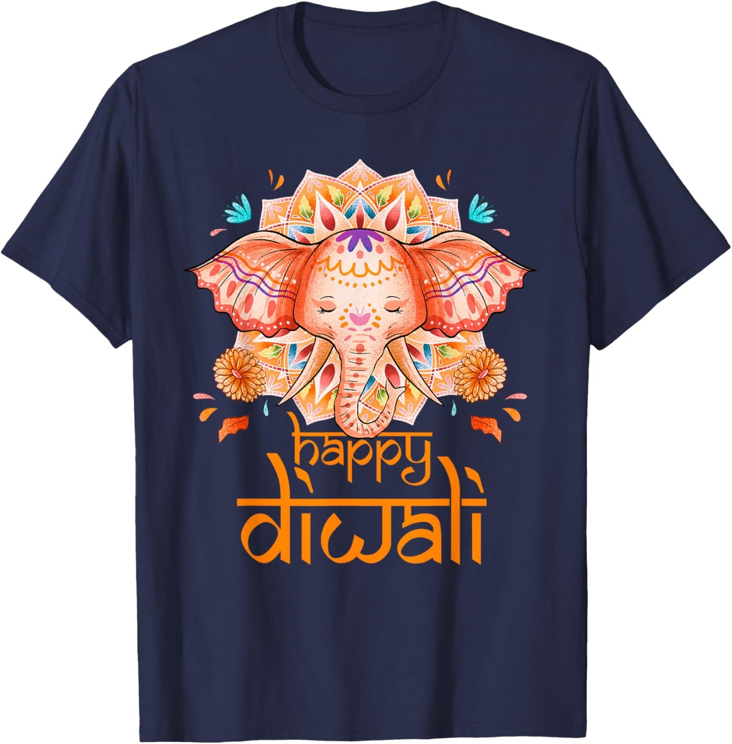 Happy Diwali Festival of Light Hindu Indian | & T-Shirt - T-Shirt | Navy