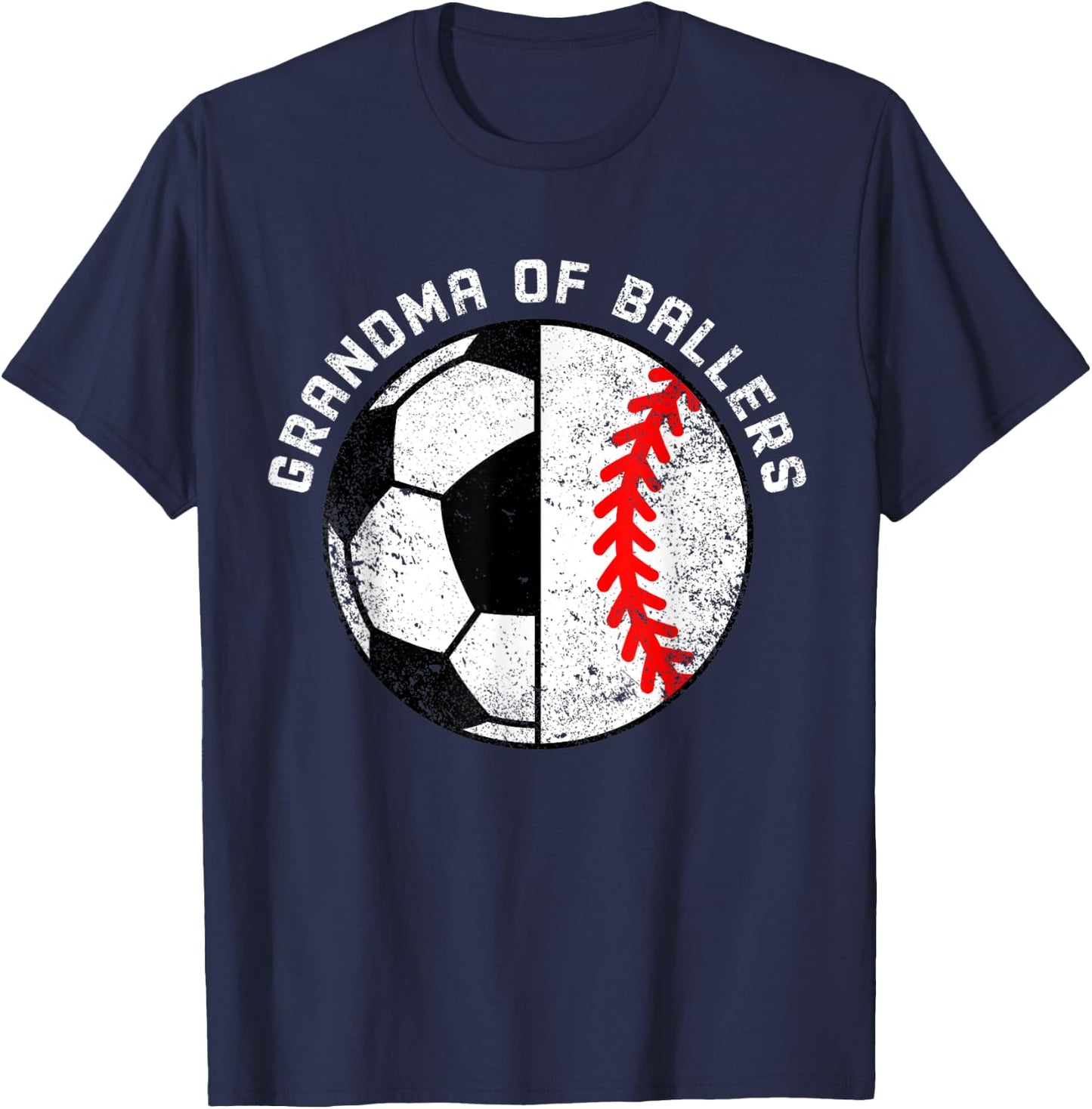 Grandma Of Ballers Funny Soccer Baseball Grandma T-Shirt - T-Shirt | Navy