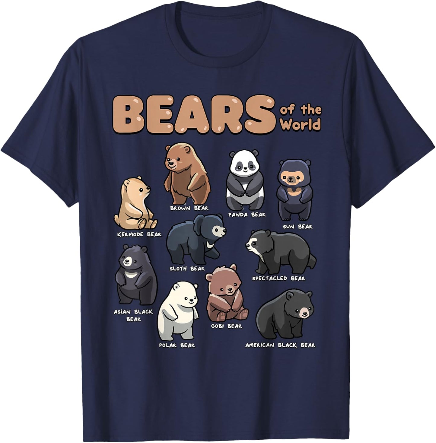 Bear Shirt Bears Animals of The World Bear Lover Zookeeper T-Shirt - T-Shirt | Navy
