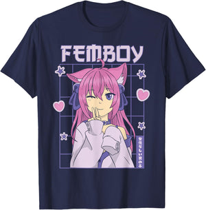 Femboy Anime Cute Little Femboy Small T-Shirt - T-Shirt | Navy