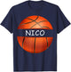 Novelty Personalized Name Nico Sports Basketball T-Shirt - T-Shirt | Navy