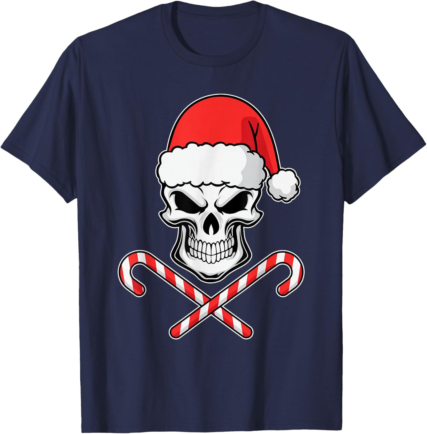 Candy Cane Crew Skull Christmas 2024 Funny Men Boys Girls T-Shirt - T-Shirt | Navy
