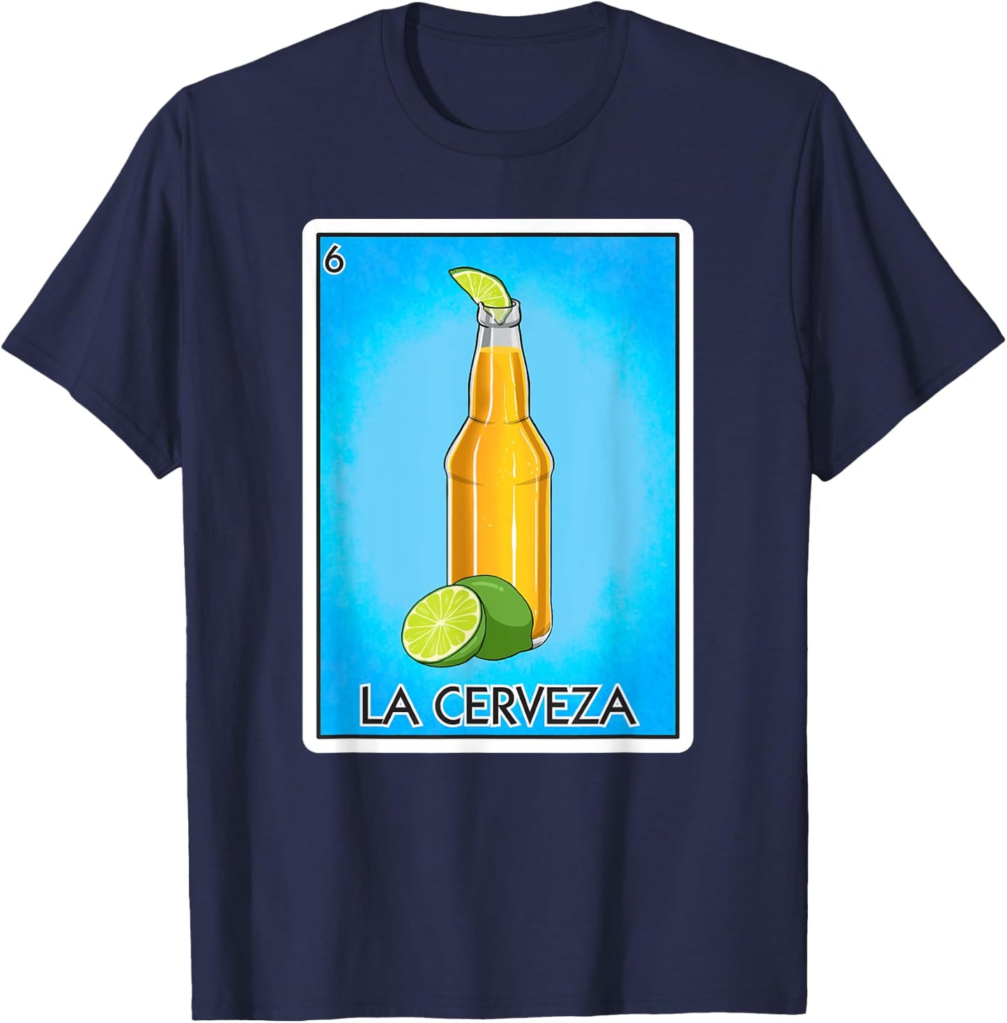 La Cerveza Beer Card Mexican Lottery Card La Cerveza T-Shirt - T-Shirt | Navy