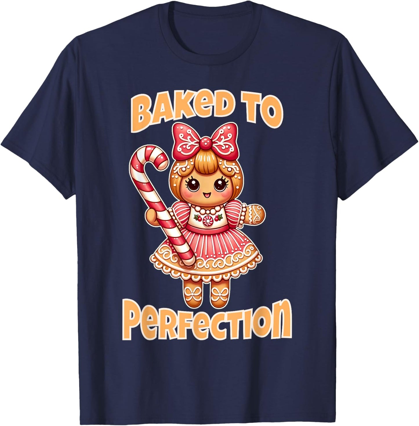 Cute Gingerbread Girl Baked to Perfection Christmas Women T-Shirt - T-Shirt | Navy
