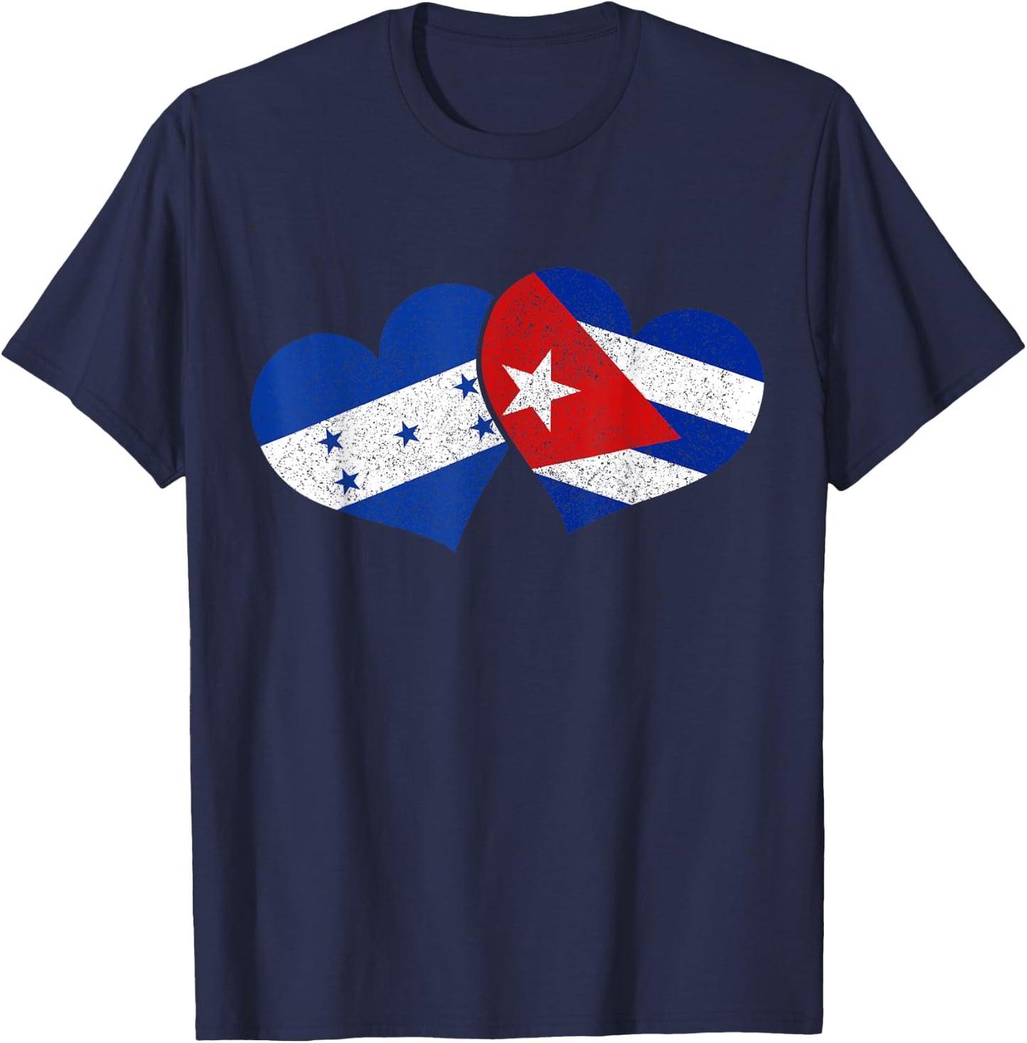 Honduras Cuba Hearts Cuban Honduran Flag Pride Heritage T-Shirt - T-Shirt | Navy