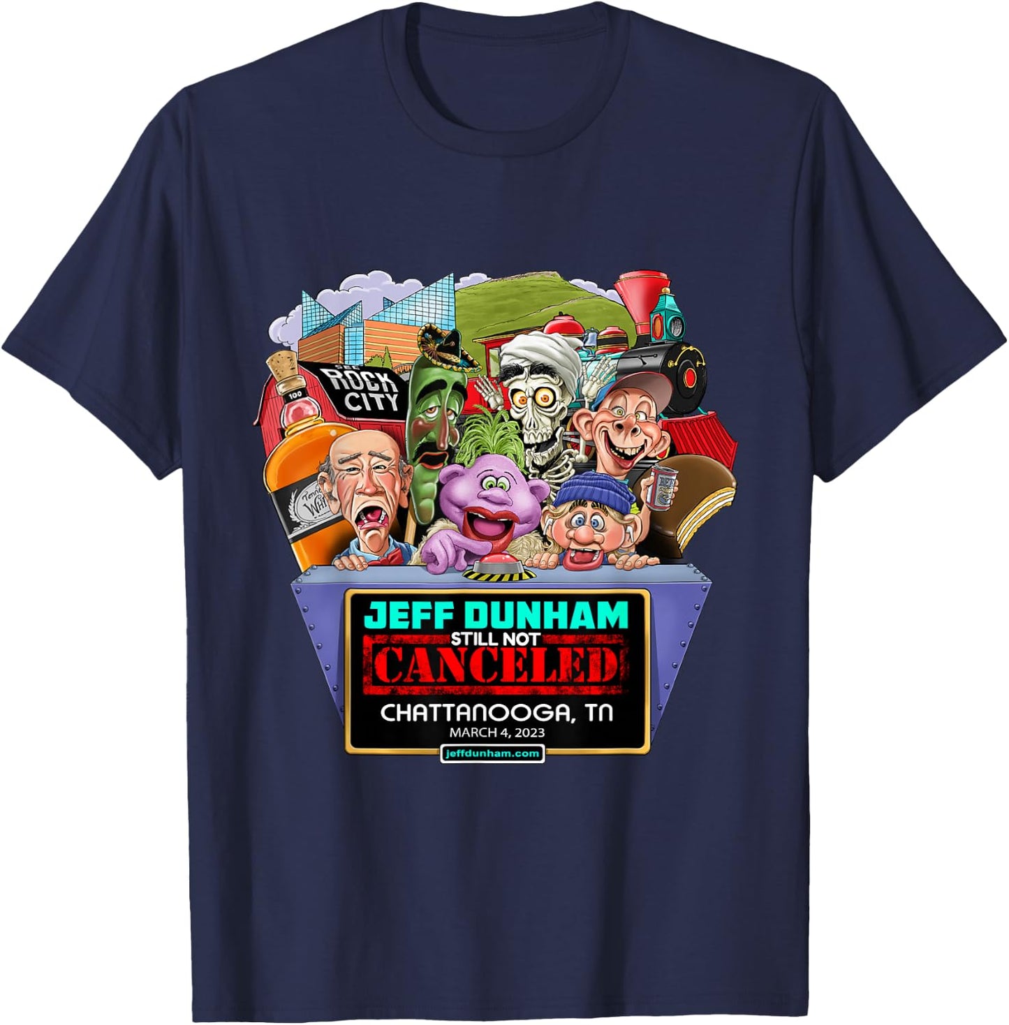 Jeff Dunham Chattanooga, TN (03/04/23) T-Shirt - T-Shirt | Navy
