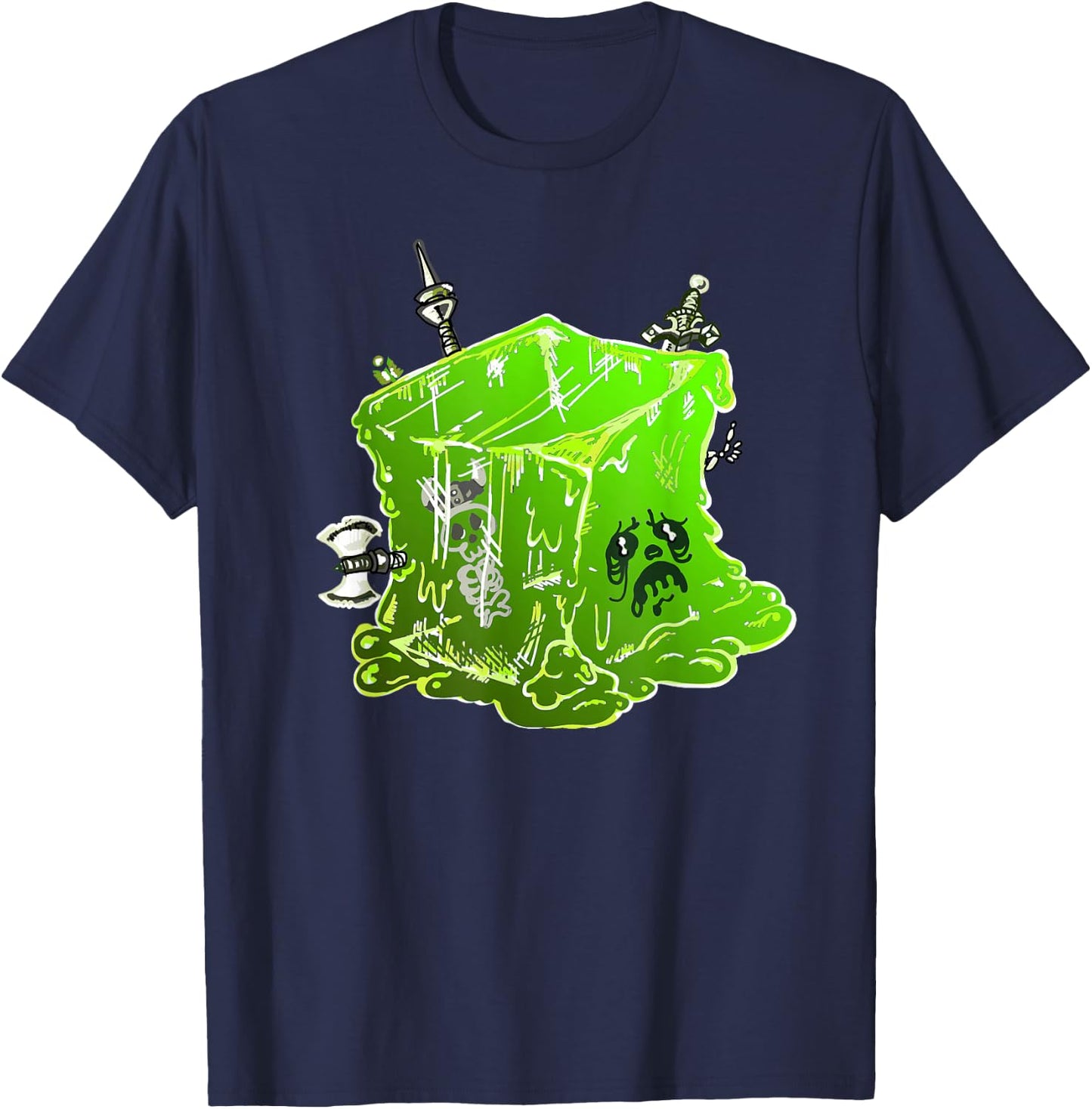 Gelatinous Cube Fantasy Roleplaying Illustration T-Shirt - T-Shirt | Navy