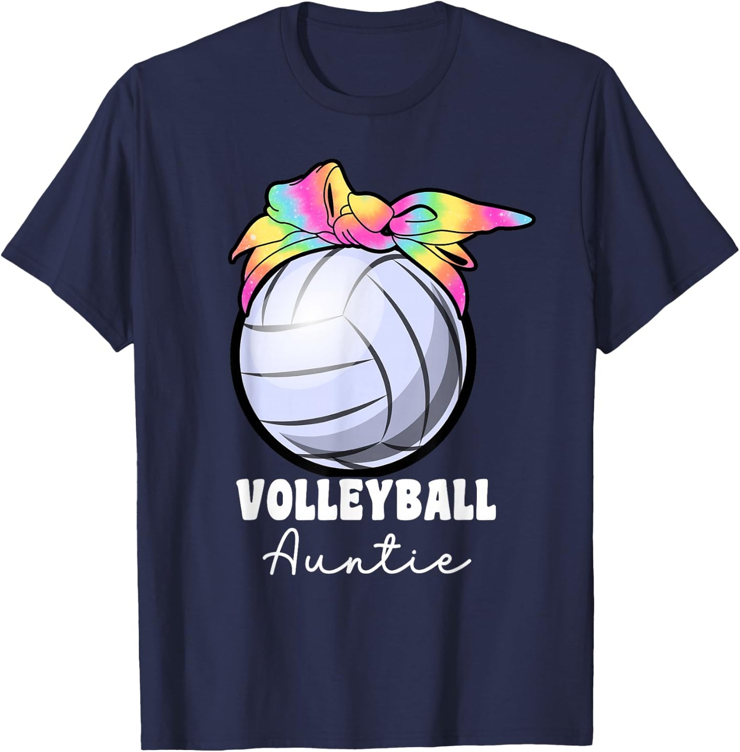 Proud Volleyball Aunt Tie Dye Volleyball Auntie T-Shirt - T-Shirt | Navy