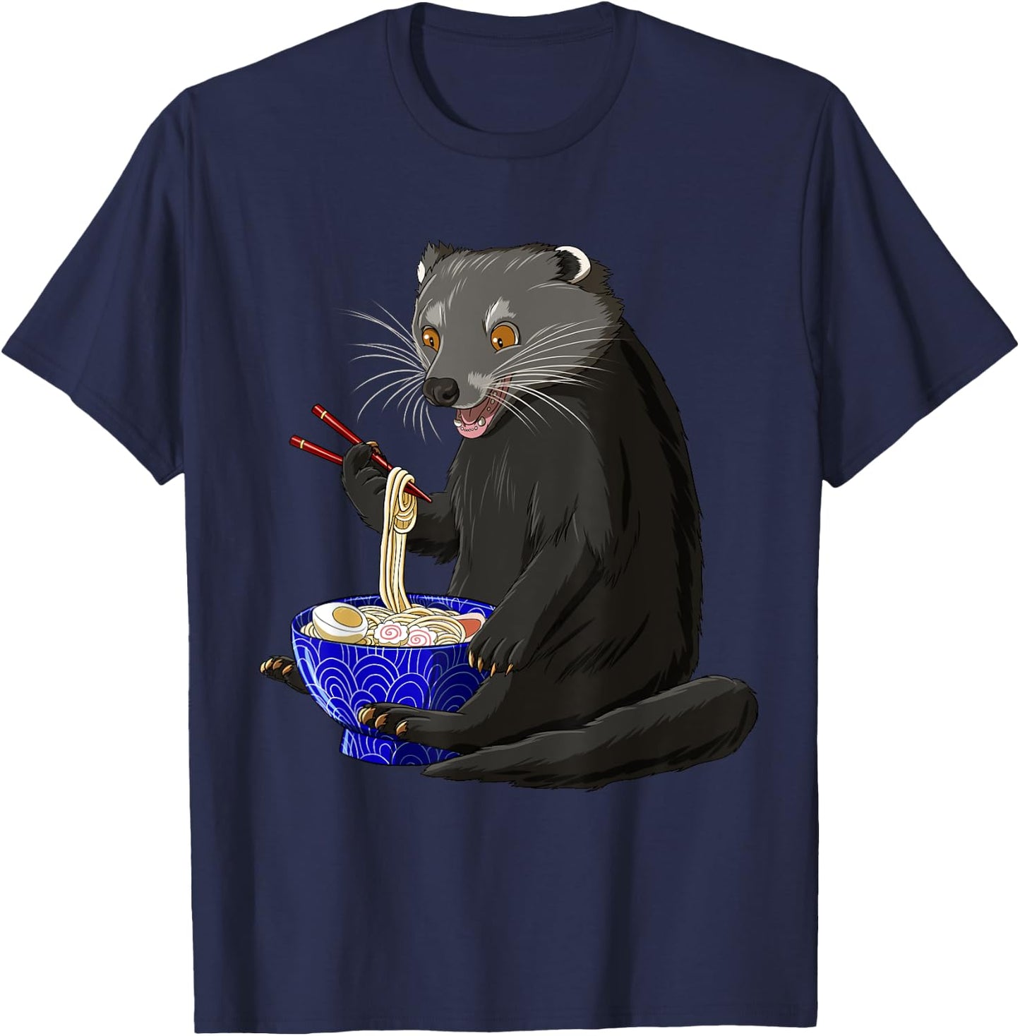 Funny Japanese Kawaii Ramen Binturong T-Shirt - T-Shirt | Navy