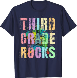 THIRD GRADE Rocks Teacher Kids Rockstar 3rd Gr Rocking Is My T-Shirt - T-Shirt | Navy
