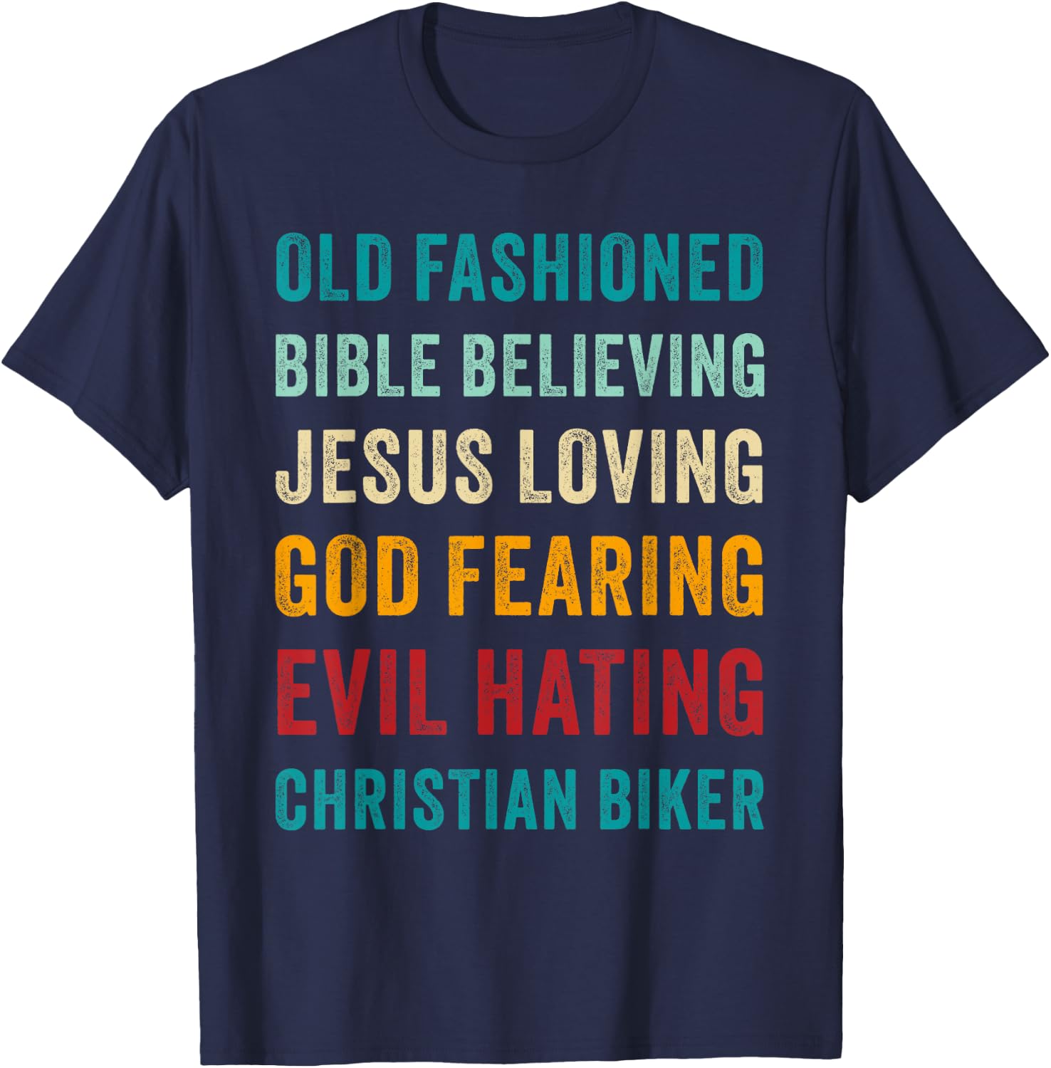 Christian Motorcycle Men's Cool Funny Vintage Faith Graphic T-Shirt - T-Shirt | Navy