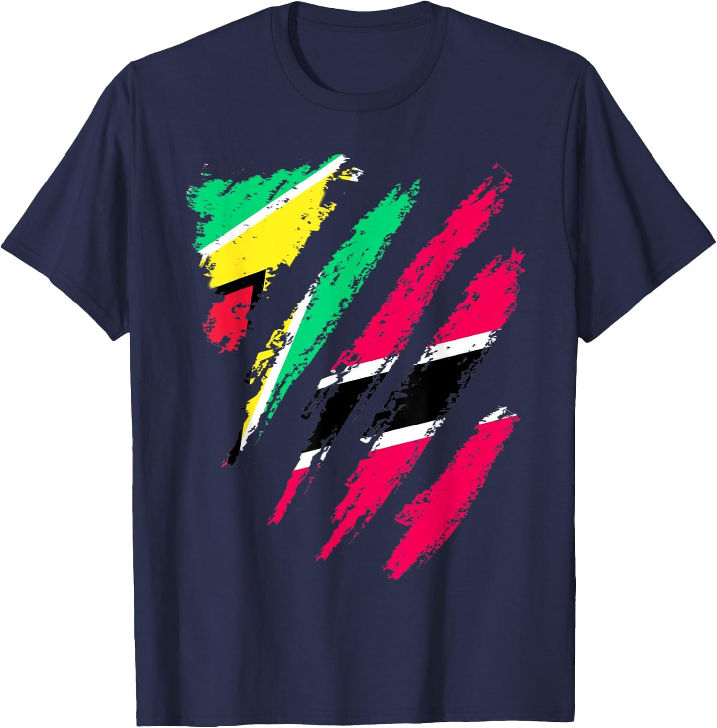 Guyana Flag Trinidad&Tobago Grown Patriot Country Stripes T-Shirt - T-Shirt | Navy