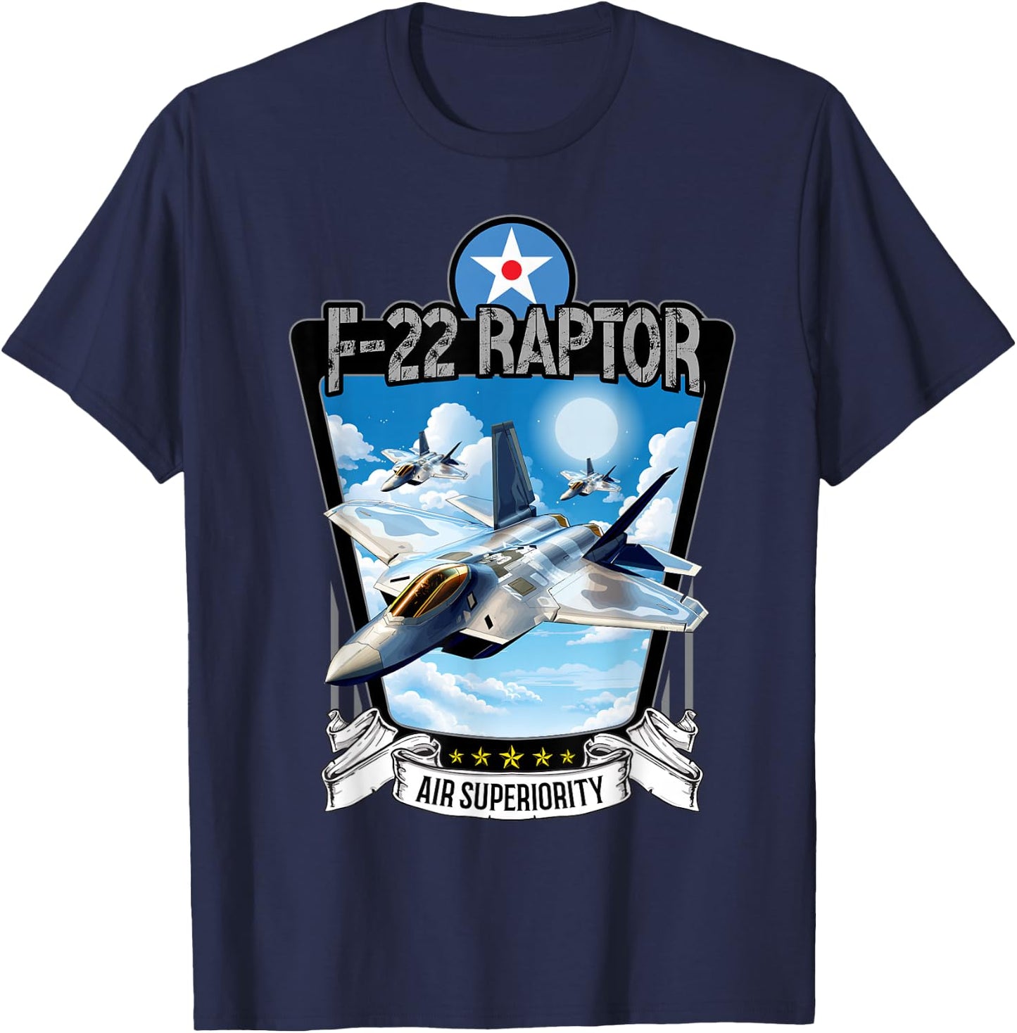 American Aircraft Stealth Fighter F22 Raptor T-Shirt - T-Shirt | Navy