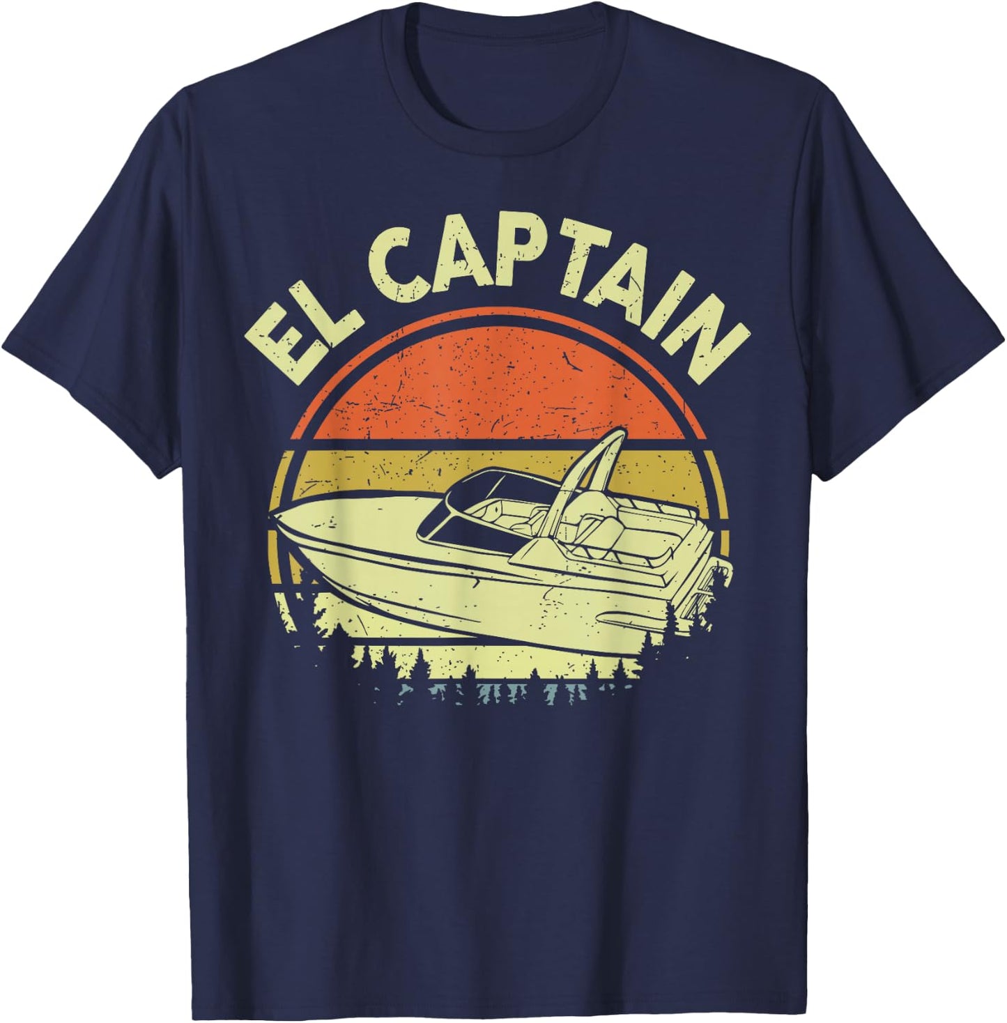 Motorboating El Captain Shirt Funny Dad Men T-Shirt - T-Shirt | Navy