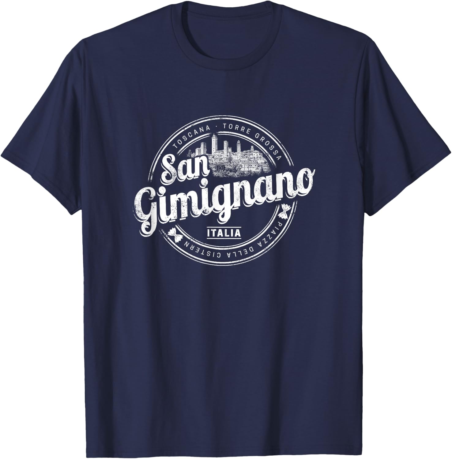 San Gimignano Tuscany Retro Italy Vintage Souvenir T-Shirt - T-Shirt | Navy