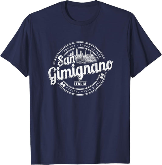San Gimignano Tuscany Retro Italy Vintage Souvenir T-Shirt - T-Shirt | Navy