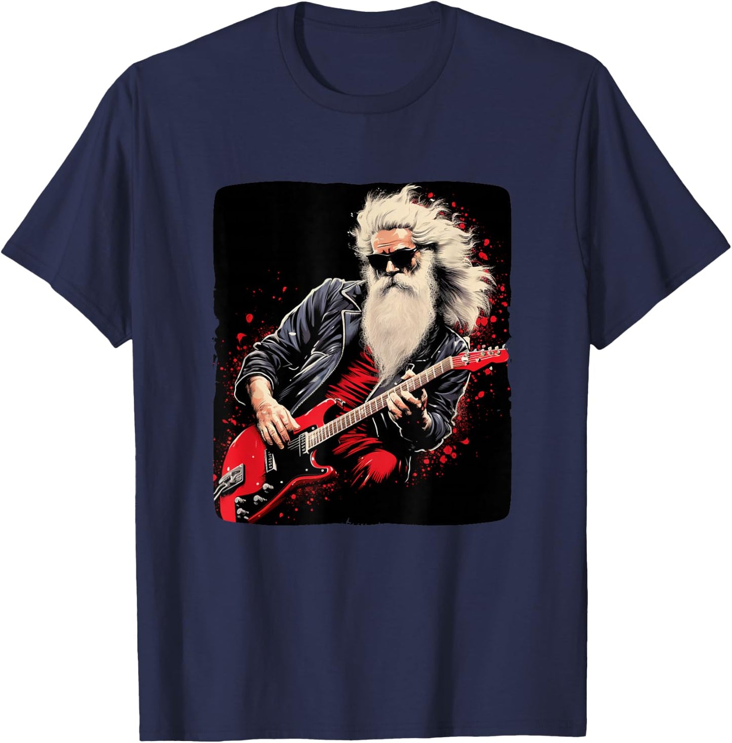 Rock'n Roll Santa Claus Costume for Christmas Eve Party T-Shirt - T-Shirt | Navy